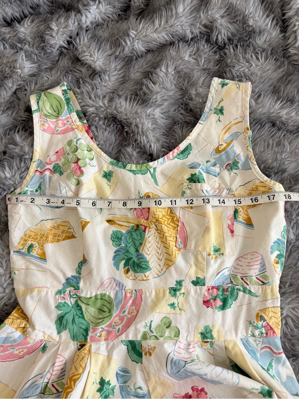 Vintage Karen Alexander Dress with Picnic Floral Print Sz 14 - Picture 7 of 9